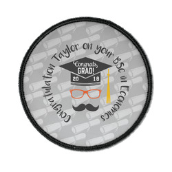 Hipster Graduate Iron On Round Patch w/ Name or Text