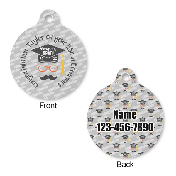 Hipster Graduate Round Pet ID Tag - Large - Approval
