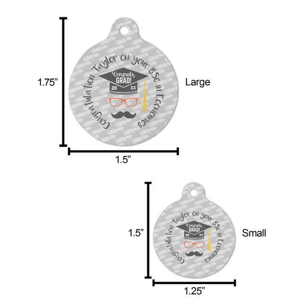Hipster Graduate Round Pet ID Tag - Large - Comparison Scale