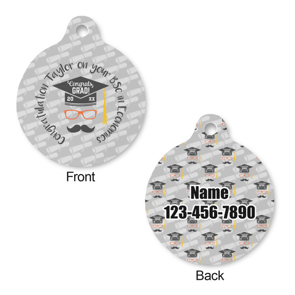 Hipster Graduate Round Pet Tag - Front & Back