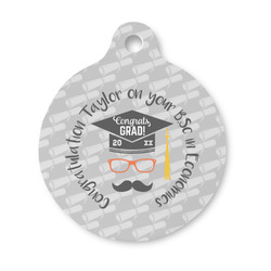 Hipster Graduate Round Pet ID Tag - Small (Personalized)