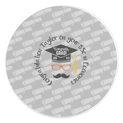 Hipster Graduate Round Stone Trivet (Personalized)