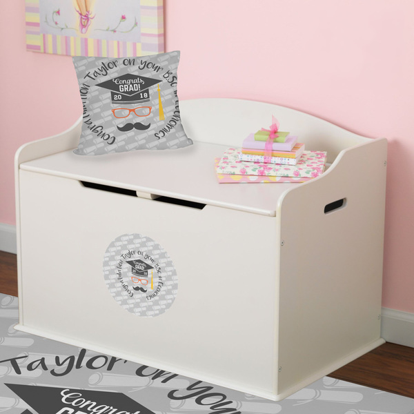 Hipster Graduate Round Wall Decal on Toy Chest