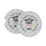 Hipster Graduate Sandstone Car Coasters - Set of 2 (Personalized)