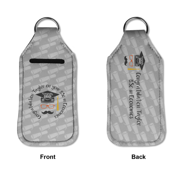 Hipster Graduate Sanitizer Holder Keychain - Large APPROVAL (Flat)