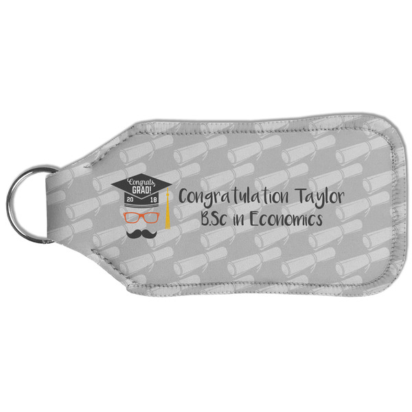 Hipster Graduate Sanitizer Holder Keychain - Large (Back)