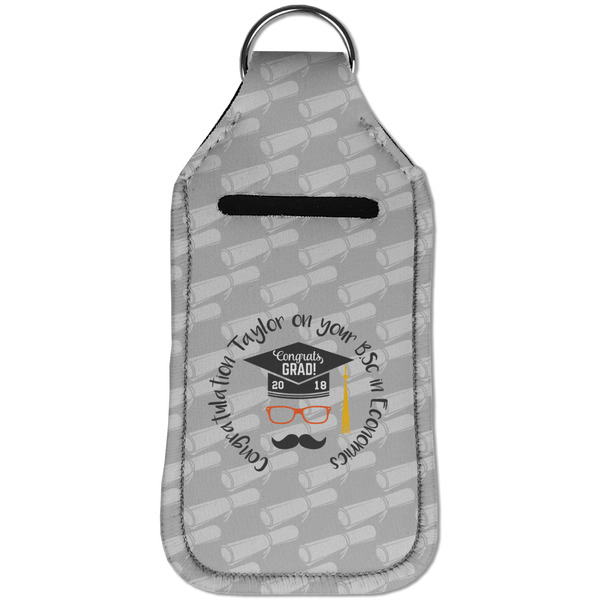 Hipster Graduate Sanitizer Holder Keychain - Large (Front)