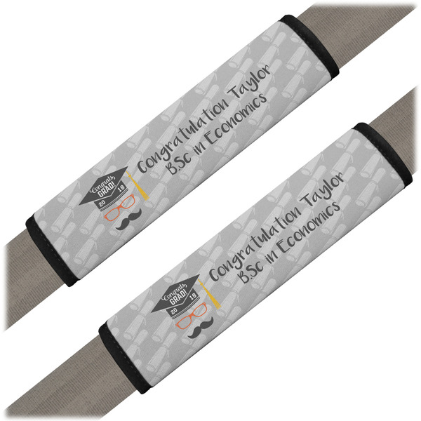 Custom Hipster Graduate Seat Belt Covers (Set of 2) (Personalized)