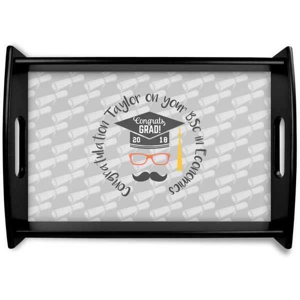 Custom Hipster Graduate Black Wooden Tray - Small (Personalized)