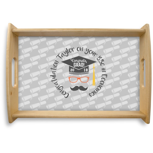 Custom Hipster Graduate Natural Wooden Tray - Small (Personalized)