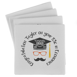 Hipster Graduate Absorbent Stone Coasters - Set of 4 (Personalized)