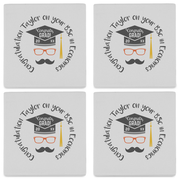 Hipster Graduate Set of 4 Sandstone Coasters - See All 4 View