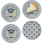Hipster Graduate Set of 4 Glass Appetizer / Dessert Plate 8" (Personalized)