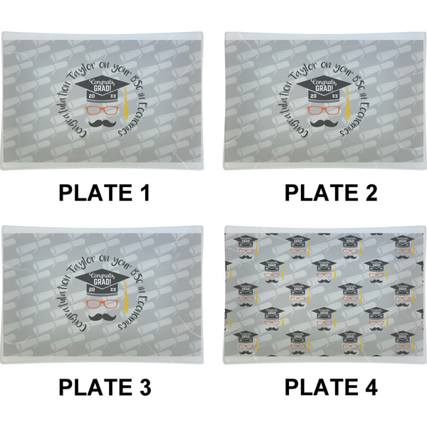 Hipster Graduate Set of Rectangular Appetizer / Dessert Plates (Approval)