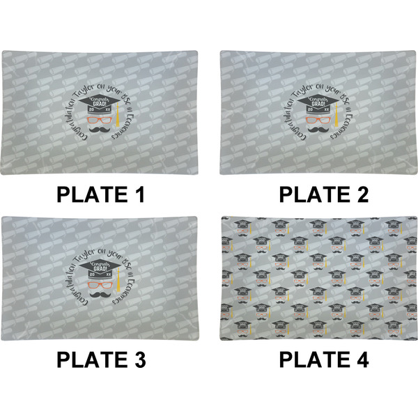 Hipster Graduate Set of Rectangular Dinner Plates (Approval)
