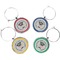Hipster Graduate Set of Silver Wine Charms