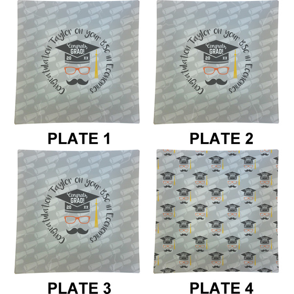 Hipster Graduate Set of Square Dinner Plates (Approval)