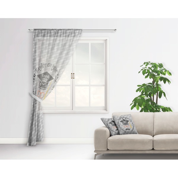 Hipster Graduate Sheer Curtain With Window and Rod - in Room Matching Pillow