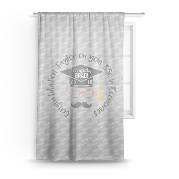 Custom Hipster Graduate Sheer Curtain - 50"x84" (Personalized)