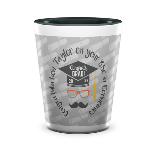 Hipster Graduate Shot Glass - Two Tone - FRONT