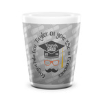 Hipster Graduate Ceramic Shot Glass - 1.5 oz - White - Set of 4 (Personalized)