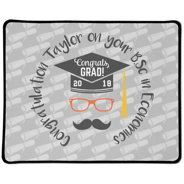 Custom Hipster Graduate Large Gaming Mouse Pad - 12.5" x 10" (Personalized)