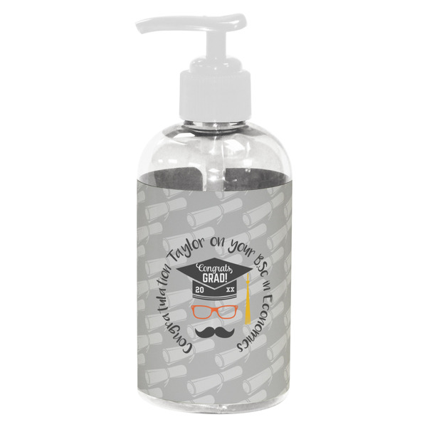 Custom Hipster Graduate Plastic Soap / Lotion Dispenser (8 oz - Small - White) (Personalized)