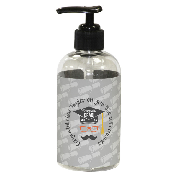 Custom Hipster Graduate Plastic Soap / Lotion Dispenser (8 oz - Small - Black) (Personalized)