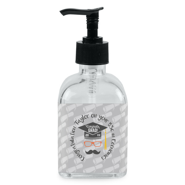 Custom Hipster Graduate Glass Soap & Lotion Bottle - Single Bottle (Personalized)