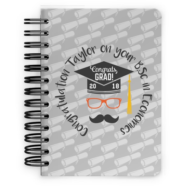 Custom Hipster Graduate Spiral Notebook - 5x7 w/ Name or Text