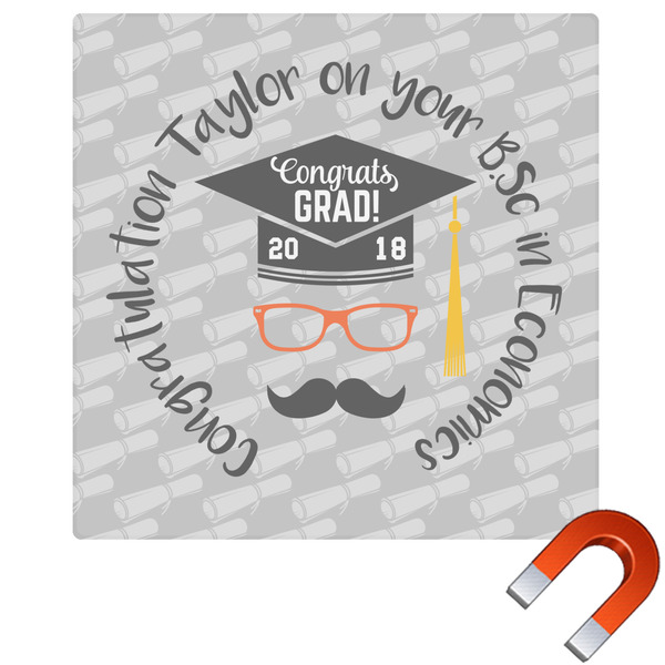 Custom Hipster Graduate Square Car Magnet - 10" (Personalized)