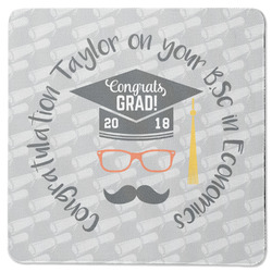 Hipster Graduate Square Rubber Backed Coaster (Personalized)