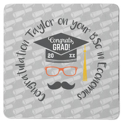 Hipster Graduate Square Rubber Backed Coaster (Personalized)