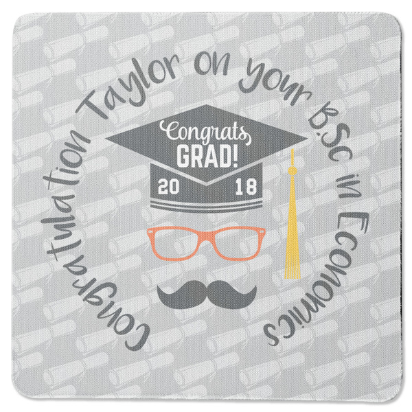Hipster Graduate Square Coaster Rubber Back - Single