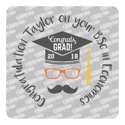 Hipster Graduate Square Decal - XLarge (Personalized)