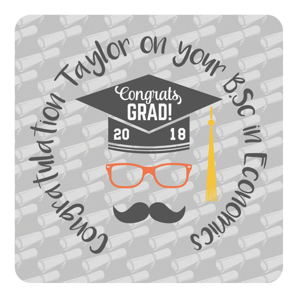 Custom Hipster Graduate Square Decal - XLarge (Personalized)