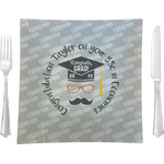 Hipster Graduate 9.5" Glass Square Lunch / Dinner Plate- Single or Set of 4 (Personalized)