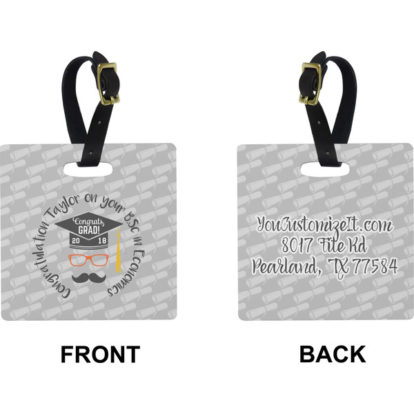 Hipster Graduate Square Luggage Tag (Front + Back)