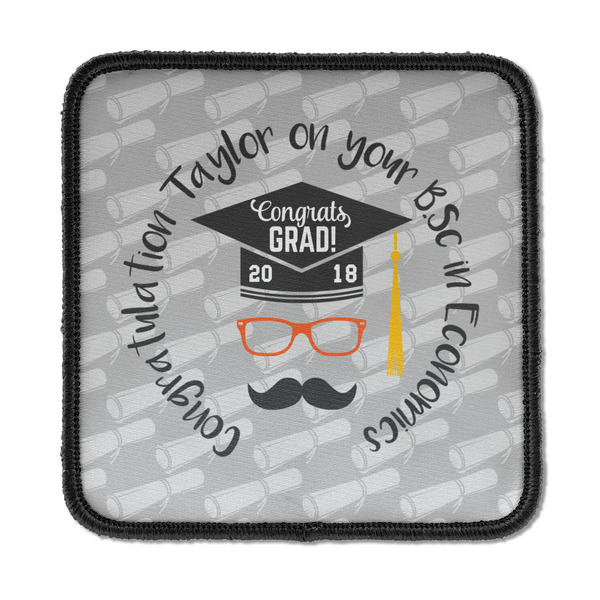 Custom Hipster Graduate Iron On Square Patch w/ Name or Text