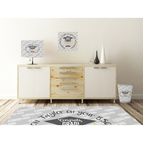 Hipster Graduate Square Wall Decal Wooden Desk