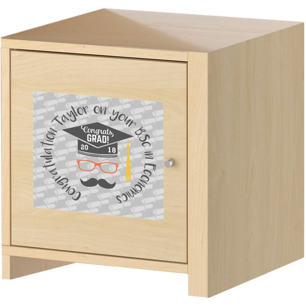 Hipster Graduate Square Wall Decal on Wooden Cabinet