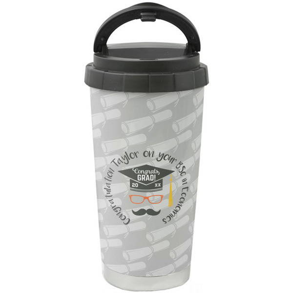 Custom Hipster Graduate Stainless Steel Coffee Tumbler (Personalized)