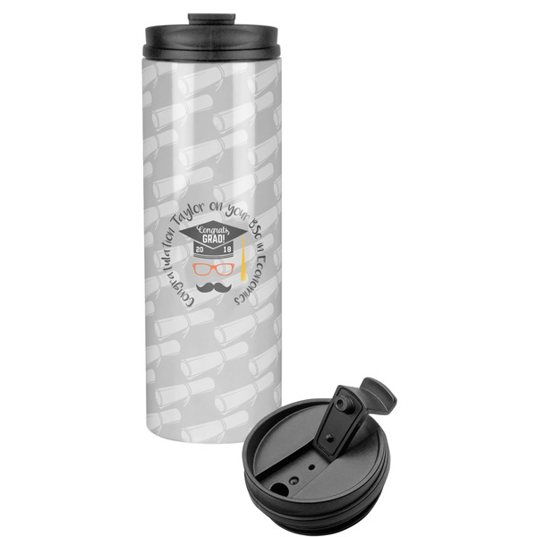 Custom Hipster Graduate Stainless Steel Skinny Tumbler (Personalized)