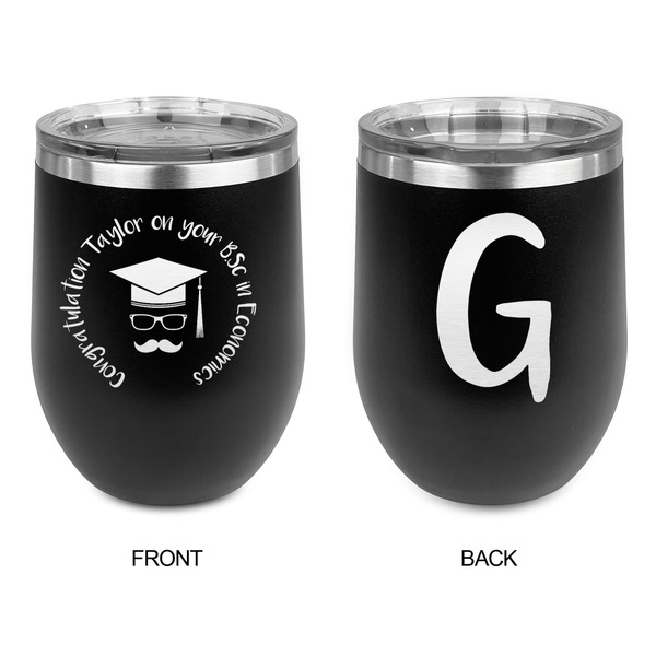 Hipster Graduate Stainless Wine Tumblers - Black - Double Sided - Approval