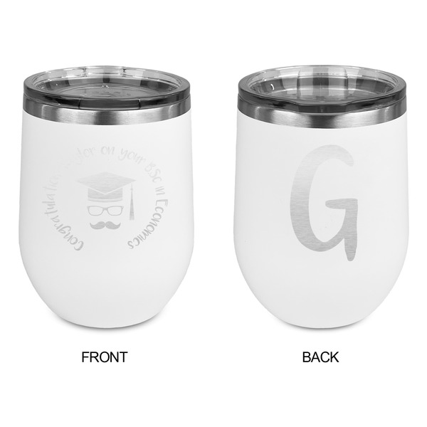 Hipster Graduate Stainless Wine Tumblers - White - Double Sided - Approval