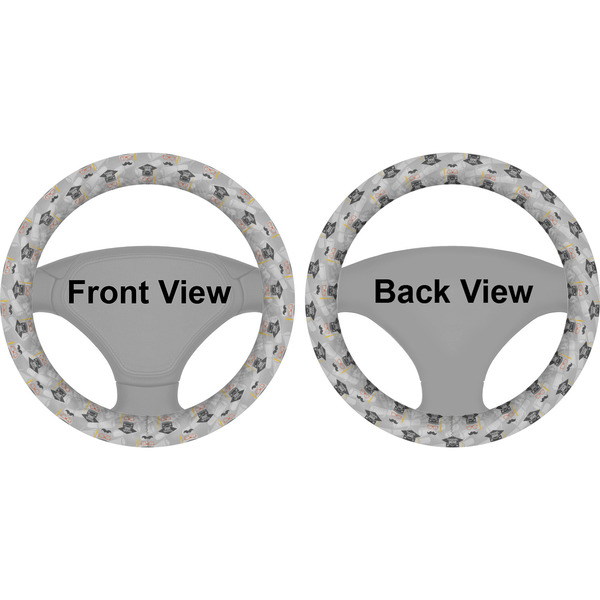 Hipster Graduate Steering Wheel Cover- Front and Back