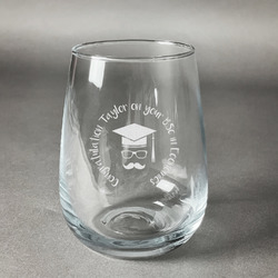 Hipster Graduate Stemless Wine Glass - Engraved (Personalized)