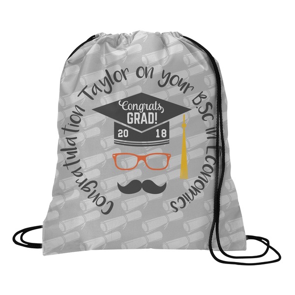 Custom Hipster Graduate Drawstring Backpack - Large (Personalized)