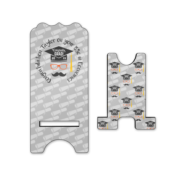 Hipster Graduate Stylized Phone Stand - Front & Back - Small