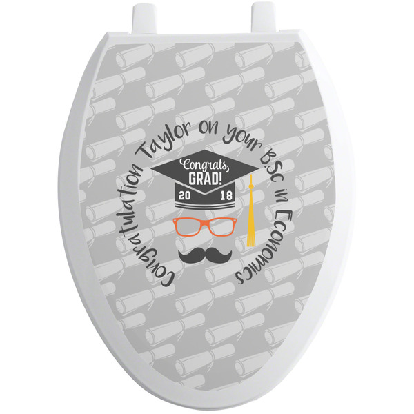 Custom Hipster Graduate Toilet Seat Decal - Elongated (Personalized)